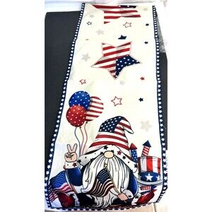 Patriotic Gnome Table Runner 13x72 Americana 4th Of July USA Flag Decor